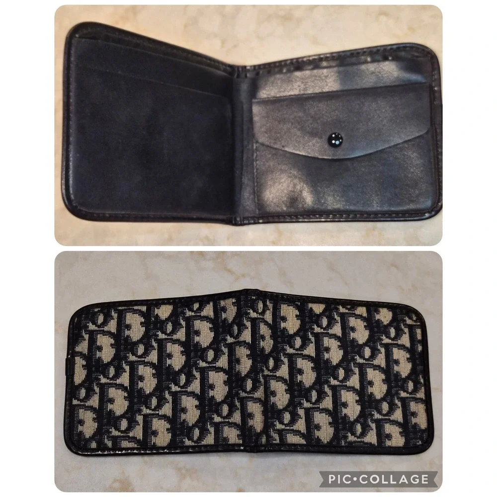 Christian Dior Trotter Monogram Oblique Bifold Wallet Navy Leather  Made: France
